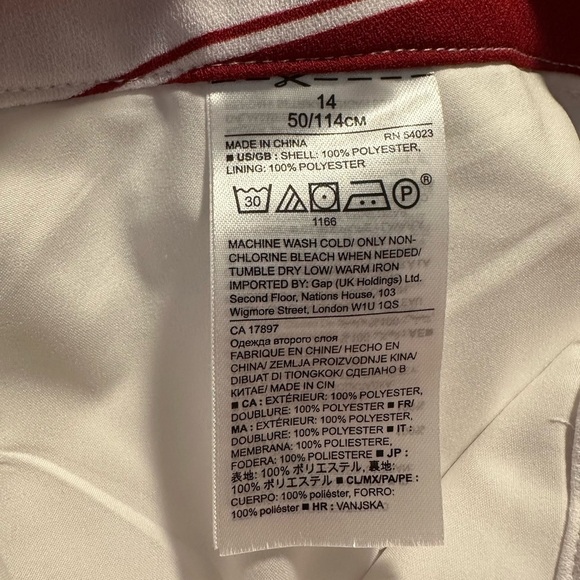 Banana Republic Blake Women's Red White Striped Wide Leg Pants Size 14 - Picture 9 of 9